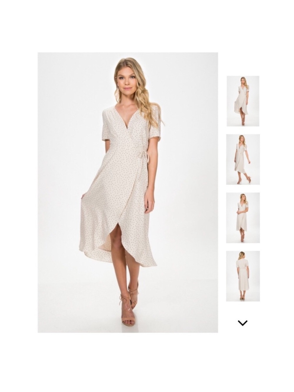 Everly Cream Polka Dot Wrap Midi Dress
